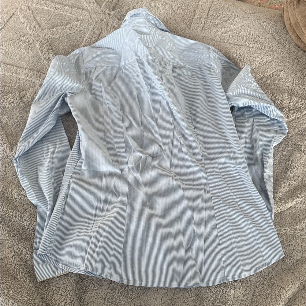 Blue and White Striped Button-Up Shirt - Picture 2 of 3